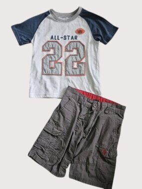 CARTER’S All Star Football Top US POLO ASSN Gray Cargo Shorts Boys Size 6